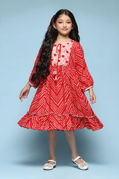 Red Polyester Tiered Dress image number 5
