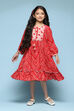 Red Polyester Tiered Dress