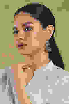 Mint Green Brass Jhumka image number 3