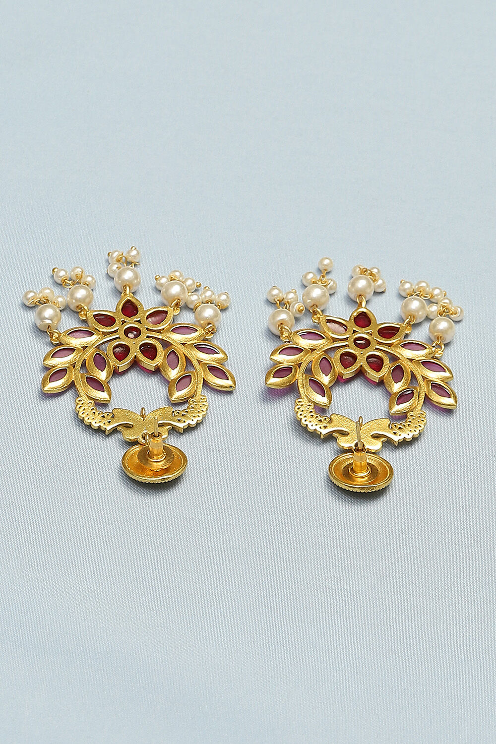 Gold & Pink Brass Earrings image number 2