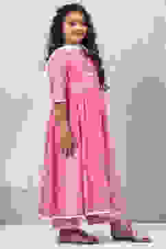 Pink Viscose Anarkali Straight Kurta Palazzo Suit Set image number 6