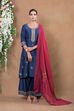 Blue Cotton Silk Suit Set By Anju Modi image number 2