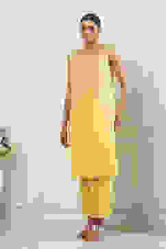 Lime Yellow Schiffli Embroidered Straight Suit Set image number 7