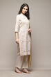 Off White Cotton Hand Embroidered Unstitched Suit Set image number 6