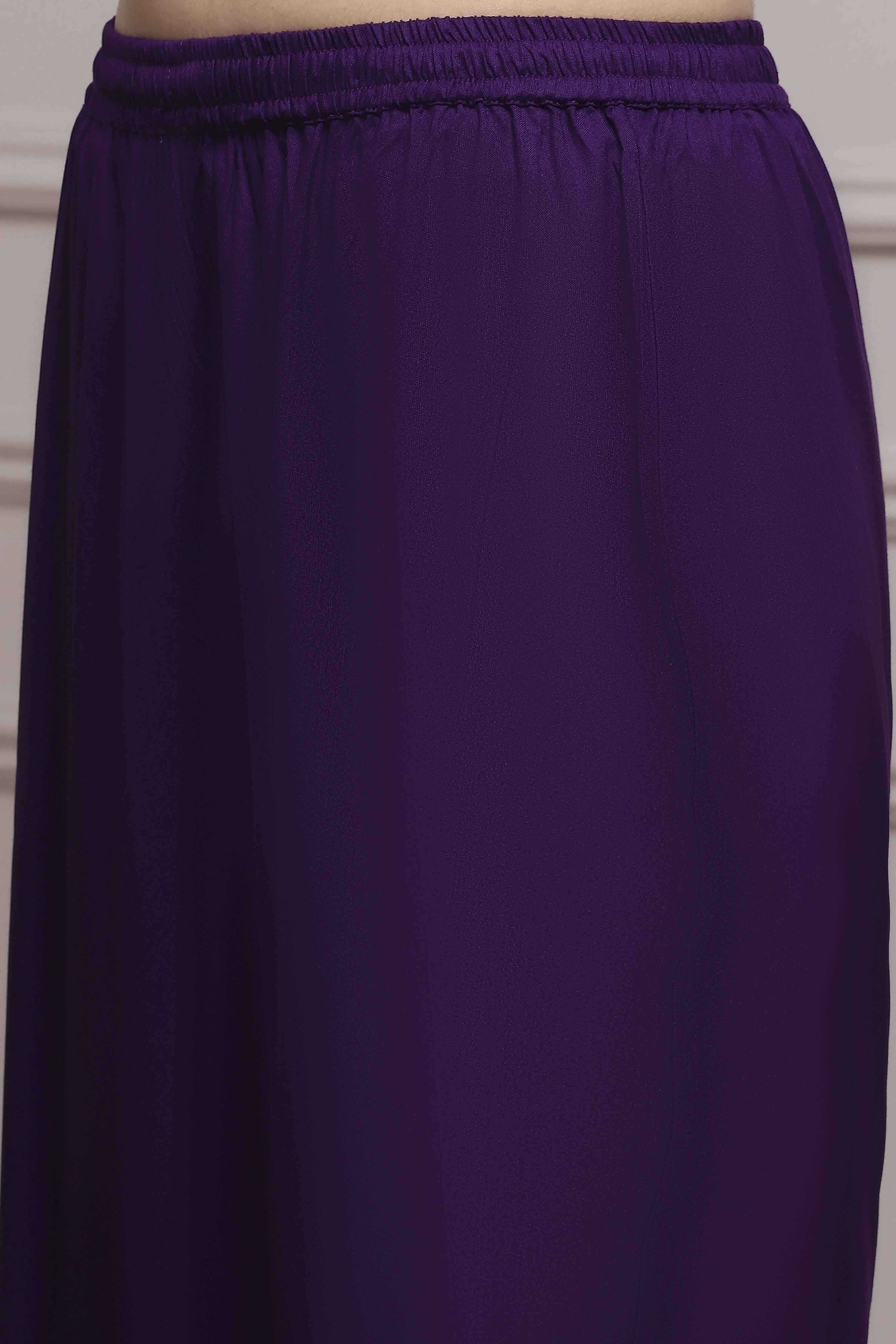 Purple Art Silk Straight Kurta Pants Set image number 2