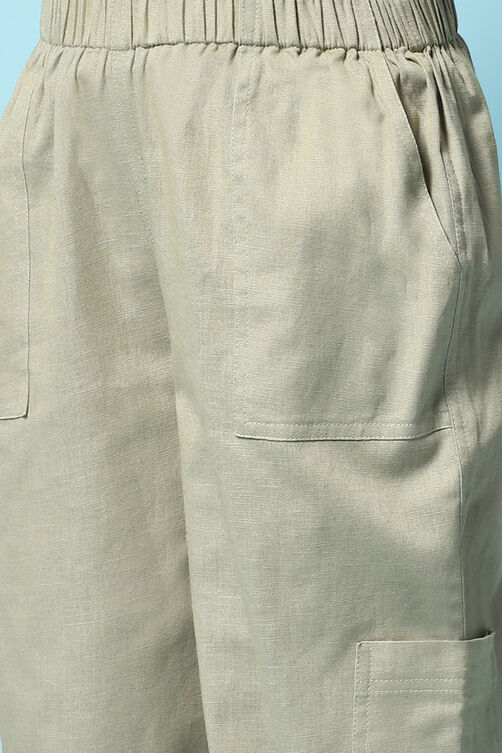 Sap Green Cotton Blend Trousers image number 1