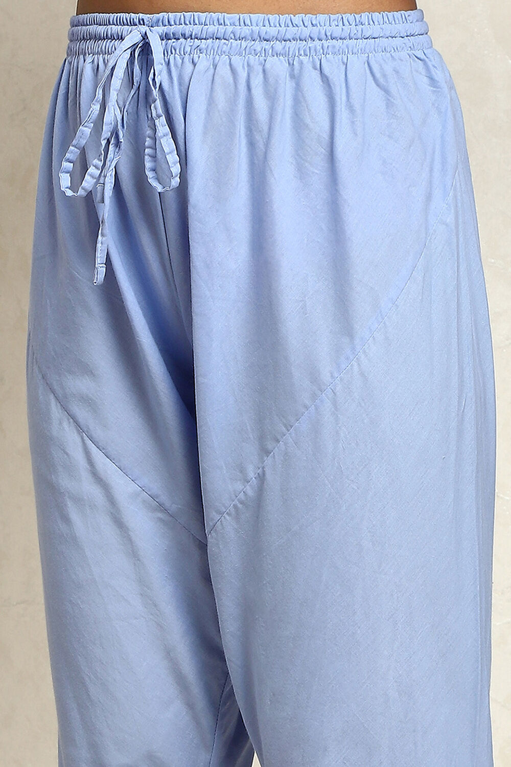 Yellow Blue Printed Cotton Anarkali Suit Set image number 2