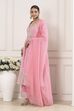 Rose Pink Cotton Silk Embroidered Anarkali Suit Set image number 3