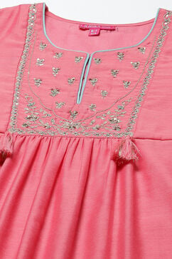 Peach Art Silk Straight Kurta Salwar Suit Set image number 1