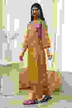 Mustard Yellow Floral Straight Kurta Set image number 3