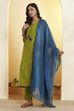 Mint Green Yarndyed Straight Cotton Kurta Set image number 3
