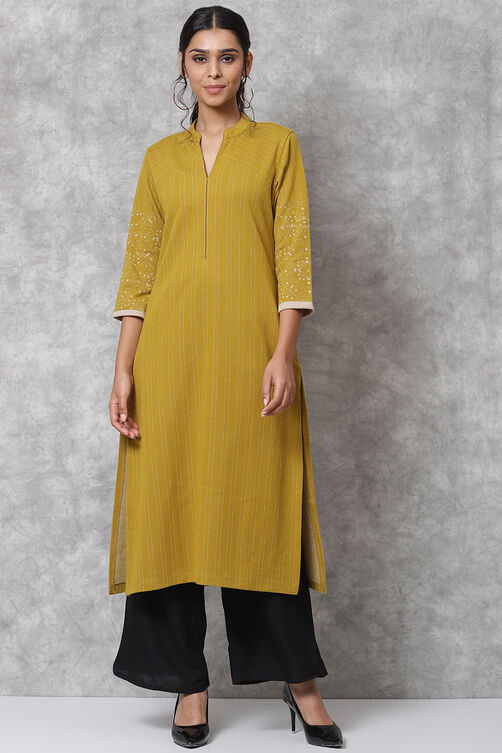 Pink Poly Metallic Straight Kurta image number 5