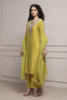 Lime Green Chanderi Straight Dyed Suit Set image number 3