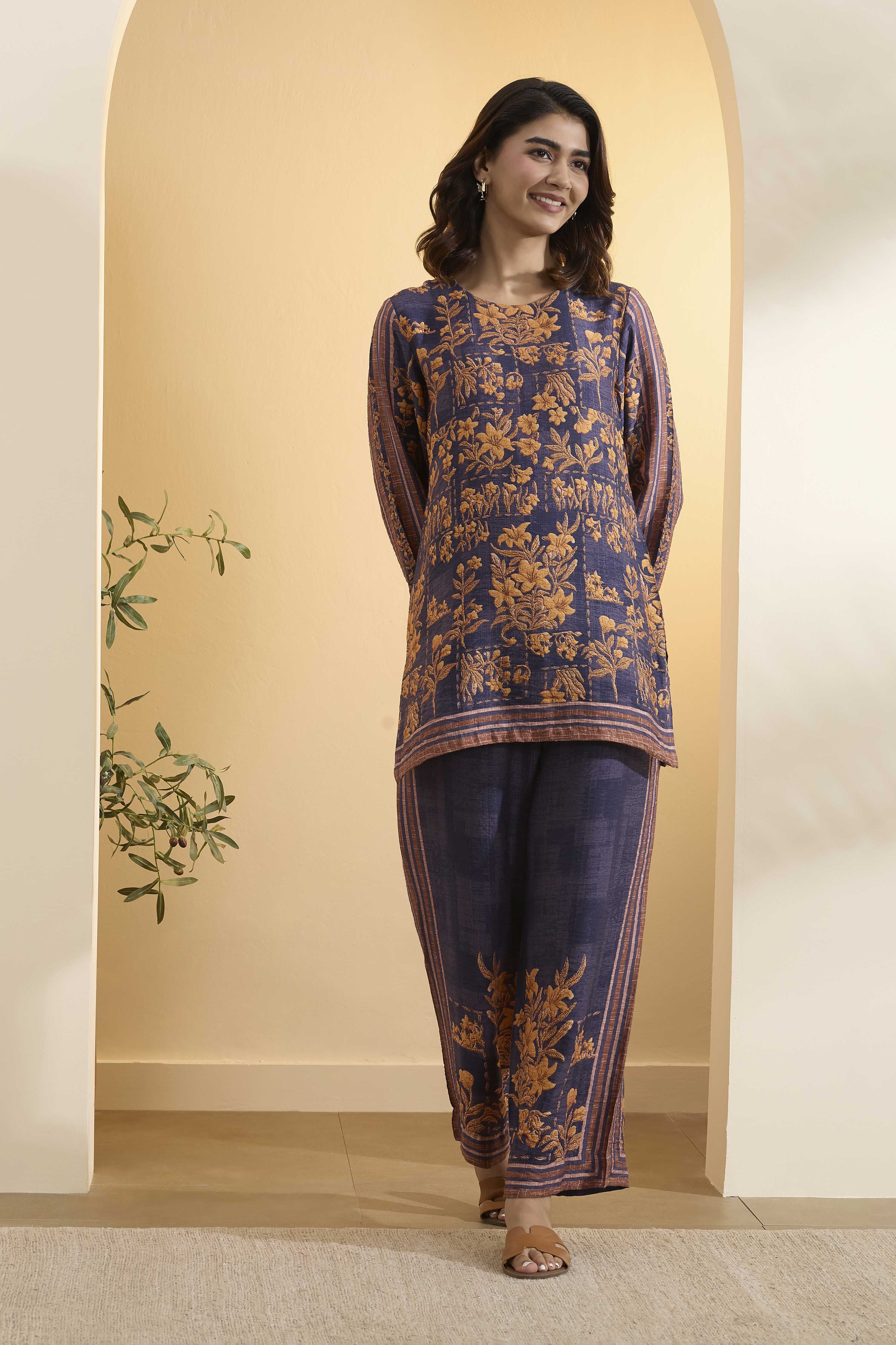 Violet Nylon Viscose Printed Co-ord Set image number 6