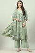 Ecru Art Silk Straight Kurta Palazzo Suit Set image number 2