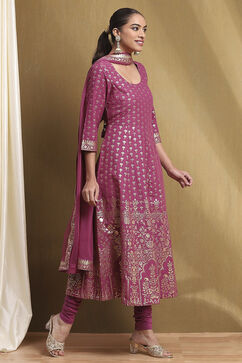 Plum Cotton Printed Anarkali Suit Set image number 5