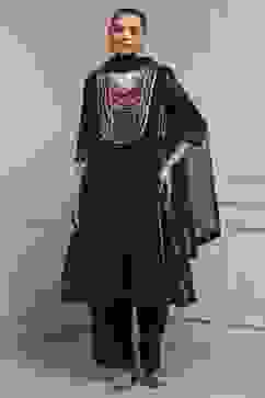 Blue Cotton Blend A-Line Printed Suit Set image number 6