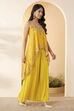 Yellow Modal Satin Asymmetric Suit Set image number 3