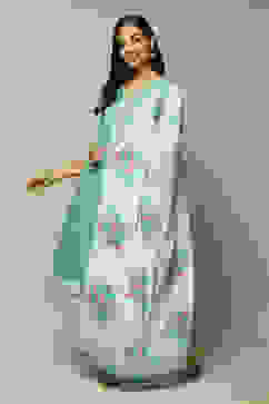 Turquoise Cotton Anarkali Kurta Palazzo Suit Set image number 0