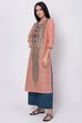 Peach Straight Kurta image number 2