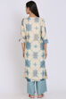 Cream Poly Cotton Straight Printed Kurta image number 4