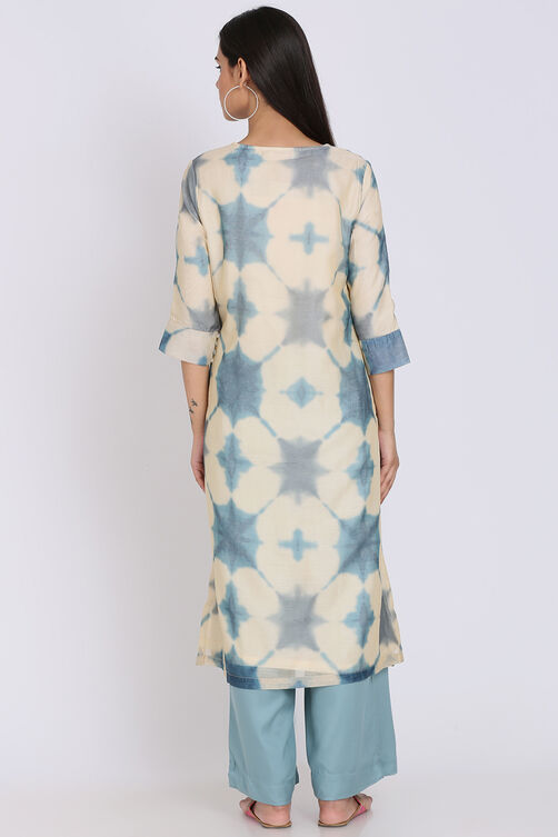 Cream Poly Cotton Straight Printed Kurta image number 4