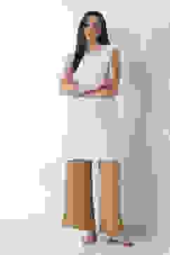 Beige Viscose Rayon Straight Palazzos image number 6