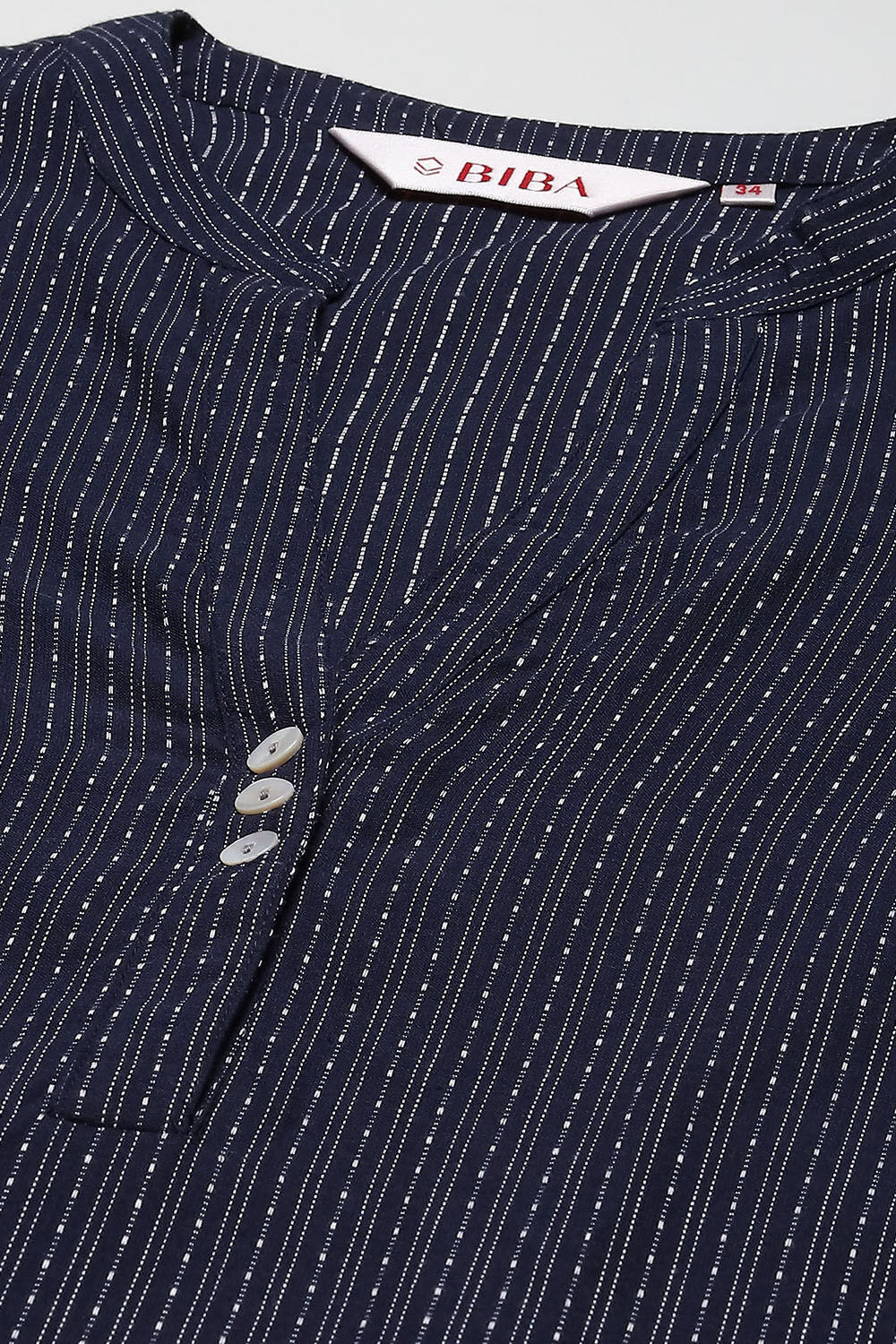 Navy Cotton Straight Yarndyed 2 Piece Set image number 2