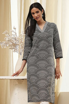 Black Straight Kurta image number 6