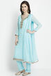 Turquoise Georgette Easy Stitch Suit Set image number 2