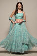 Sea Green Polyester Straight Lehenga Set image number 1