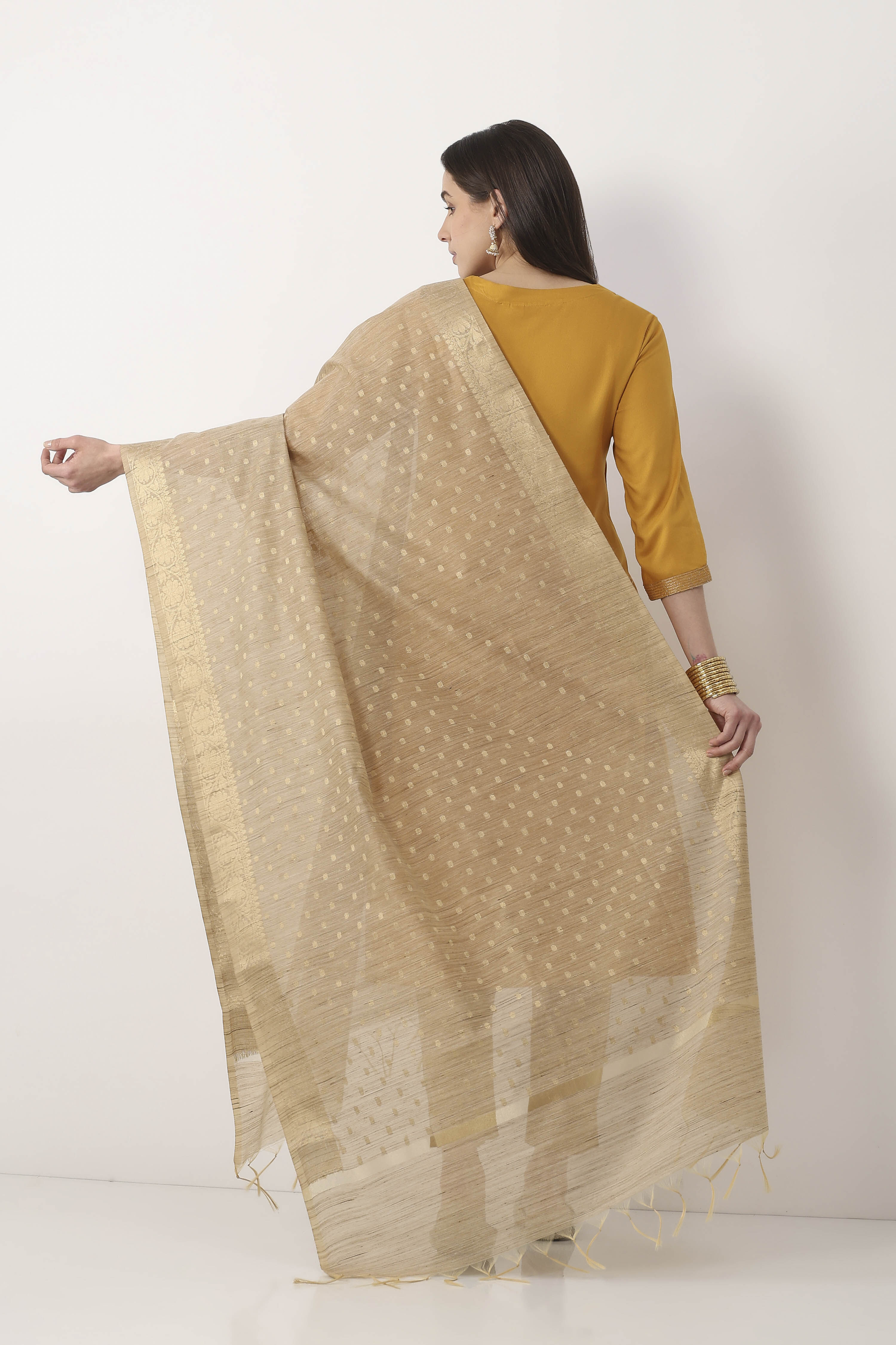 Gold Art Silk Dupatta image number 2
