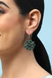 Oxidised Green Brass Earrings image number 1