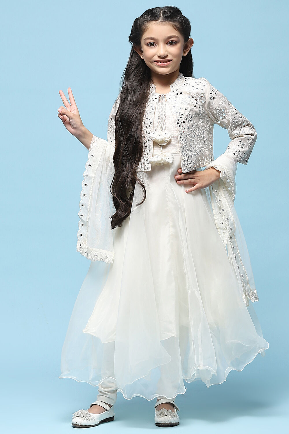 Lilac Cotton Blend Flared Kurta Churidar Suit Set Suit Set image number 7