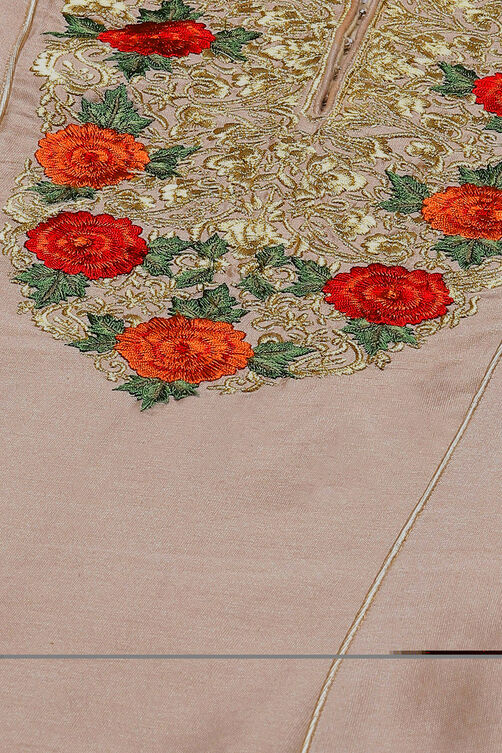 Rohit Bal Beige Silk & Cotton Flared Kurta Suit Set image number 1