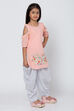 Pink Straight Cotton Kurta Dhoti Salwar Suit Set