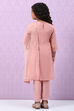 Blush Pink Viscose Straight  Kurta Palazzo Suit Set image number 4