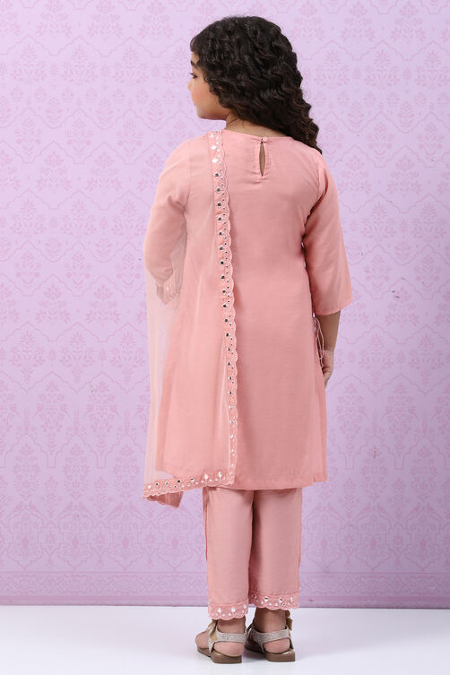 Blush Pink Viscose Straight  Kurta Palazzo Suit Set image number 4