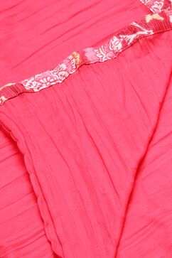 Red Cotton Crushed Kalidar Kurta Churidar Suit Set image number 3