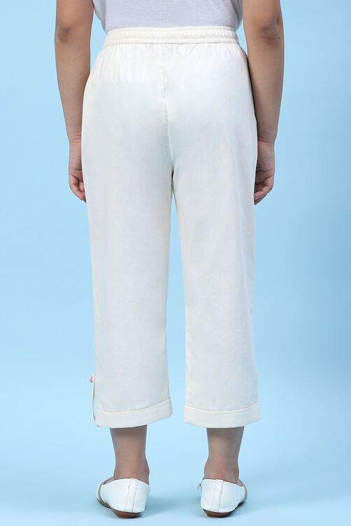 White Cotton Solid Pant image number 4