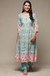 Blue Cotton Gathered Kurta Pants 2 Piece Set image number 6