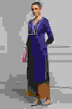 Blue Viscose Rayon Straight Dyed Kurta image number 2