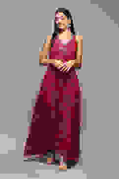 Cherry Red LIVA Flared Printed Dress image number 5