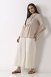 Off White Cotton Flared Palazzos image number 0