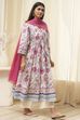 Off-White Cotton Floral Gathered Suit Set image number 5