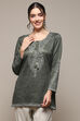 Teal Printed Straight Kurti image number 5