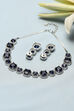 Navy Blue Brass Necklace Set image number 2
