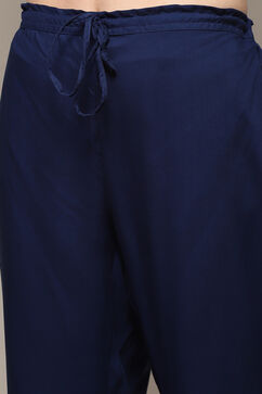 Blue LIVA Gathered Kurta Palazzo Suit Set image number 2