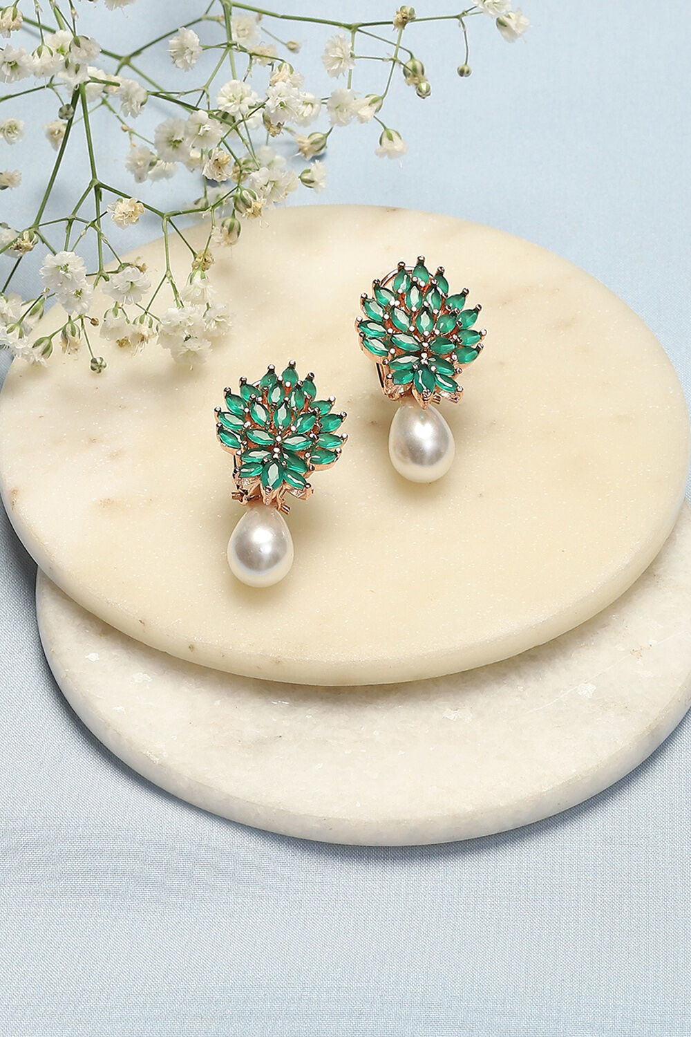 Green Brass Earrings image number 0