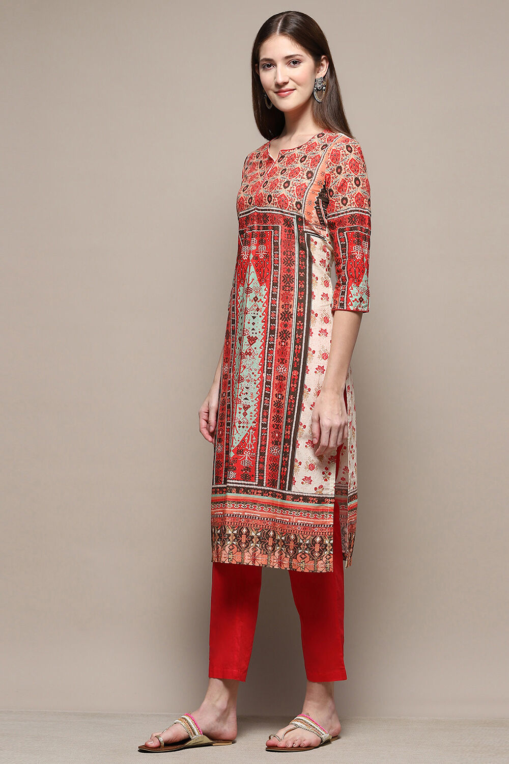 Green Cotton Straight 2 Piece Set image number 3